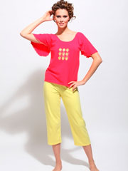 Красно-желтая пижама из хлопка - Интернет-магазин женского белья